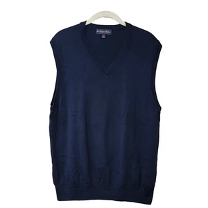 Brooks Brothers Navy Supima Cotton Vest Mens Size L Golf Work - Picture 1 of 3