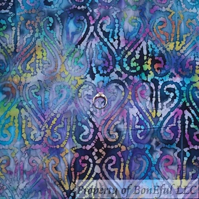 BonEFul FQ 棉被子色调蓝色心形彩虹圆点纹理搅拌机蜡染 — 第 1/4 张图片