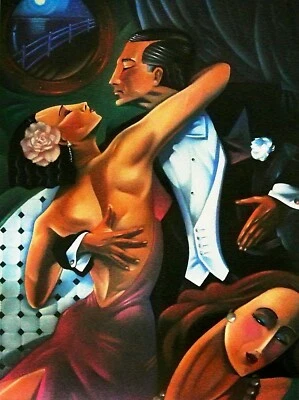 Ted Young-"Bailarín (Tango)" Edición Limitada Litografía/Papel/Firmado a Mano/#351/875/20"x 28" Foto 1 de 4