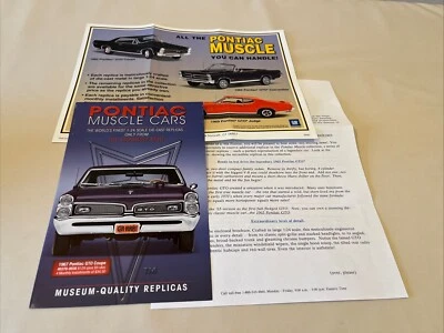 Folleto Danbury Como Nuevo Pontiac GTO Papeleo Varios Solo 1/24 Foto 1 de 4