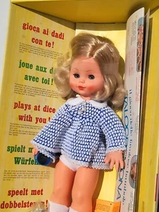 Doll Bambola Vintage ITALOCREMONA FORTUNELLA TIRA DADI with 2 board gamemint/box - Picture 1 of 24