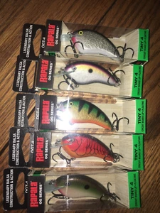 RAPALA OTTS GARAGE TINY 04's=LOT OF 5 DIFFERENT COLORED FISHING LURES - Picture 1 of 1