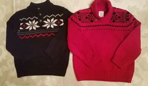 2 Pc Set Dressed Up By Gymboree Boy's Size XS (4) Red & Navy Blue Sweaters - Picture 1 of 10