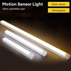 LED PIR Motion Sensor Light Strip USB Rechargeable Wireless Closet Cabinet Lamp - Picture 1 of 20