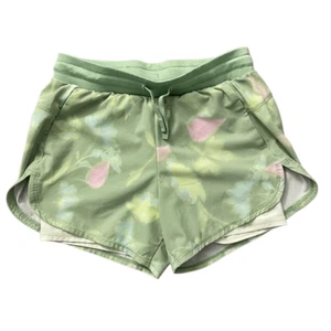 All In Motion Girl’s Green Pink Floral 2-In-1 Active Run Shorts Size Medium 7/8 - Picture 1 of 11