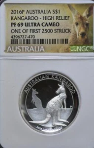 2016 $1 Australia, Perth, NGC PR69 Ultra Cameo, High Relief, First 2500 Struck - Picture 1 of 3