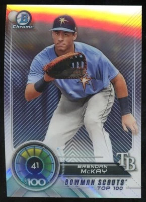 2018 Bowman Chrome Brendan McKay Rookie Scouts Top 100 Rays RC - Image 1 of 2