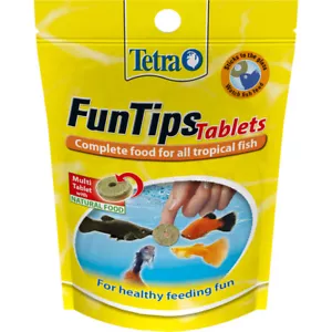 Tetra Fun Tips Tropical Aquarium Fish Food Adhesive Treats 20 Tablets - Picture 1 of 2