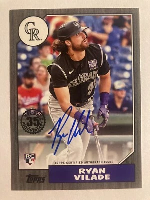 2022 Topps 1987 On Card Auto Variation Black /199 Ryan Vilade Rockies RC RV - Image 1 of 2