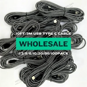 10Ft/3M Braided USB Type C Data Charger Cable For Samsung Oppo iPhone 15 16 Lot - Picture 1 of 10