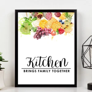 Country Kitchen Family PRINT Watercolour Fruit Picture POSTER A4 Wall Art 1 - Picture 1 of 2