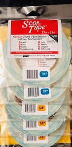 VALUE TIME!  3 x 3/8" & 2 x 1/4" x 27yds Each Scor-Pal Tape  ~  FREE SHIPPING!!! - Picture 1 of 1