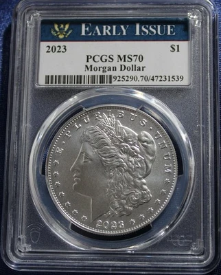 2023-P $1 MORGAN SILVER DOLLAR PCGS MS70 EARLY ISSUE - Image 1 of 3