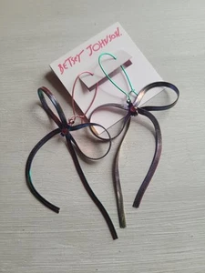 BETSEY JOHNSON Bow Tied Ribbon Multi Color Dangle Drop Earrings SWEET - Picture 1 of 2