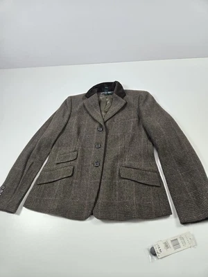 Blazer Lauren Ralph Lauren Mujer 12 Lana Oliva Tweed Chaqueta Nuevo con Etiquetas Nordstrom Foto 1 de 4