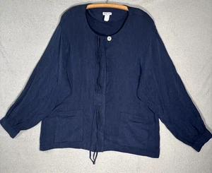 Vintage Design Todays Tunic Top Women’s 2X Navy Blue Rayon Silk Lagenlook Boxy - Picture 1 of 17