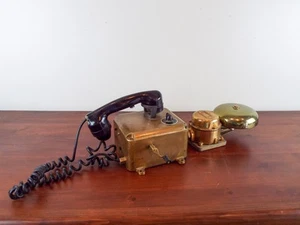 Vintage WW2 Era Heavy Brass Sonar Ships Engine Room Telephone Hose Mc Cann Bell - Picture 1 of 12