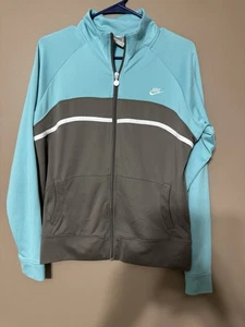 Nike Damen Trainingsjacke Full Zip Aqua Blau Grau Größe L Colorblock - Bild 1 von 4
