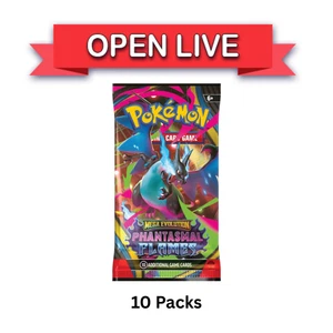Open Live 10 Pack x Pokemon TCG Phantasmal Flames lose Booster Pack Englisch - Bild 1 von 2