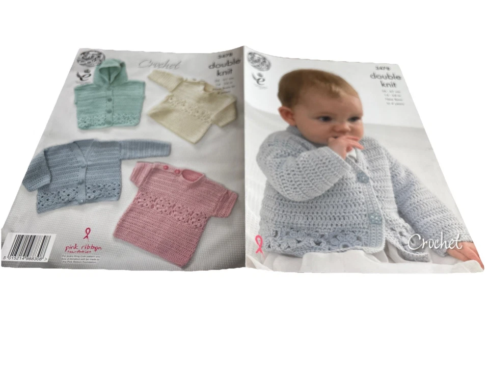 King Cole Knitting Pattern 3478. Double Knits Baby. 36-61cm, Cardigan & Sweater - Image 1 of 4