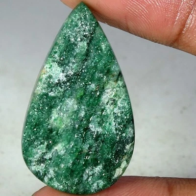 100% Natural Green Aventurine Druzy Pear Cab Gemstones 31.70Cts 20x 34x 06mm - Image 1 of 3