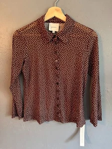 Maglia REFORMATION MARGARET Choco Dot marrone. Poliestere a scelta taglia XS - XL nuovo con etichetta - Foto 1 di 12