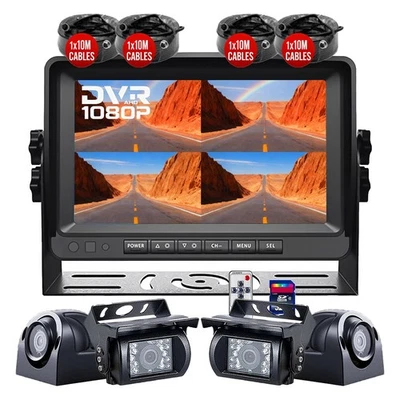 9" QUAD Monitor DVR with 4x 1080P Backup Cameras for RVs, Trucks, and Trailers - Image 1 of 4