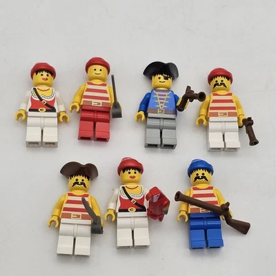 批量 7 件 复古乐高海盗迷你公仔 带配件武器  — 第 1/4 张图片