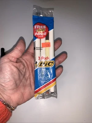 BIC 复古超精细标记 3 包免费铅笔 #2 全新 — 第 1/4 张图片