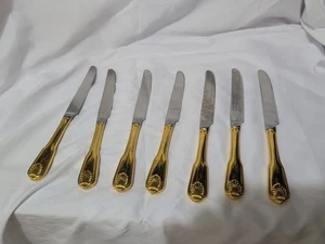 Set Of 7 Gold Colored Knives Shell Design From Japan - Picture 1 of 8