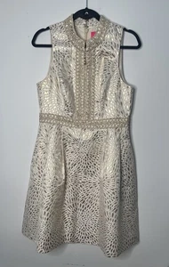 Lilly Pulitzer Franci Kleid Weiß Gold Lagune Jacquard Größe 8 - Bild 1 von 11