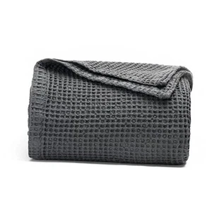 Organic Cotton Waffle Bed Blanket - Premium Full/Queen (U.S. Standard) Gray - Picture 1 of 7