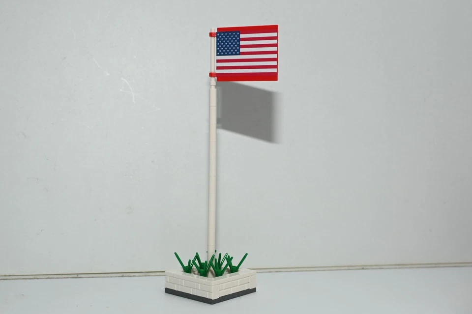 American Flag with pole Model compatible and Built with LEGO® Bricks - Image 1 of 1