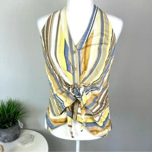 Anthropologie Drew tank top size small stripe sleeveless button down knit tie - Picture 1 of 9