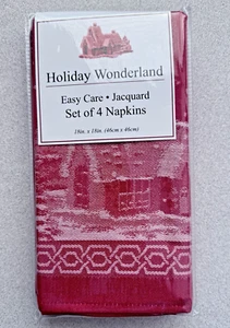 Benson Mills. 4 Holiday Wonderland, Jacquard Purpur Servietten. 18" x 18". NEU. - Bild 1 von 5