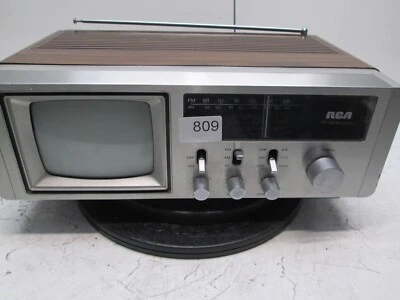 RCA Vintage AM/FM/TV Model AJR054W 1983 AC/DC 5" B&W TV CABINET - Tested - Image 1 of 4