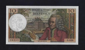 France 10 Francs 1972 P-147 AU-UNC NO HOLES - Picture 1 of 2
