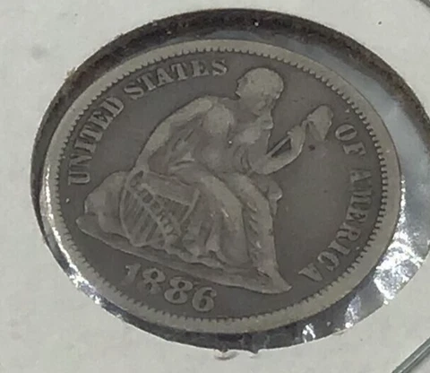 1886 Silver Seated Liberty Dime Extra Fine Cover