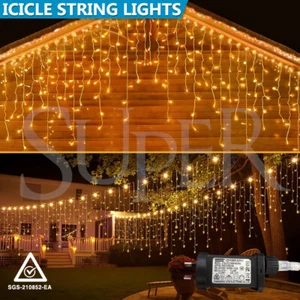 400LED Curtain Icicle Fairy Lights Wedding Indoor Outdoor Christmas Garden Party - Picture 1 of 13