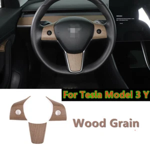 3X Cubierta de tira de volante de grano de madera para Tesla Modelo 3 Y 2017-2022 - Imagen 1 de 2