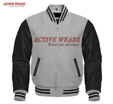 New Varsity Letterman Bomber Wool & Genuine Leather Sleeves college Jacket 
