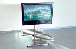 PORTA MONITOR GRANDE CON PIANI MULTIFUNZIONALI IN ACCIAIO INOX - Foto 1 di 1