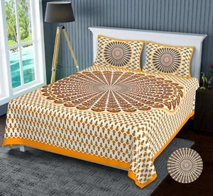 King size Bedsheet with 2 pillow orange Color For Badroom Home Decore - Picture 1 of 4