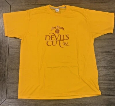 Camiseta Masculina Jim Beam Devils Cut Bourbon Whiskey Kentucky EUA Borgonha e Dourada - Imagem 1 de 4