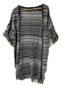 Minkpink Knit Cardigan Coatigan Size M Medium Black White Boohoo Winter - Picture 1 of 8