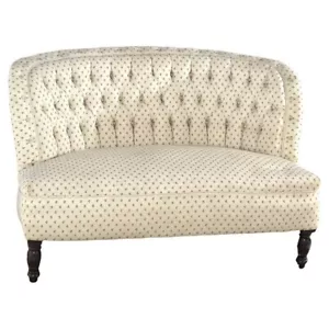 Antique Victorian Curved & Button Back Upholstered Loveseat C1900 - Picture 1 of 10