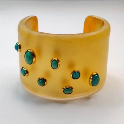 Brazalete Alexis Bittar ancho lucite amarillo turquesa Foto 1 de 4