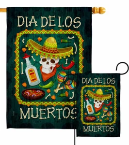 Calavera Sugar Skull Garden Flag Day of Dead Fall Decorative Yard House Banner - Picture 1 of 17
