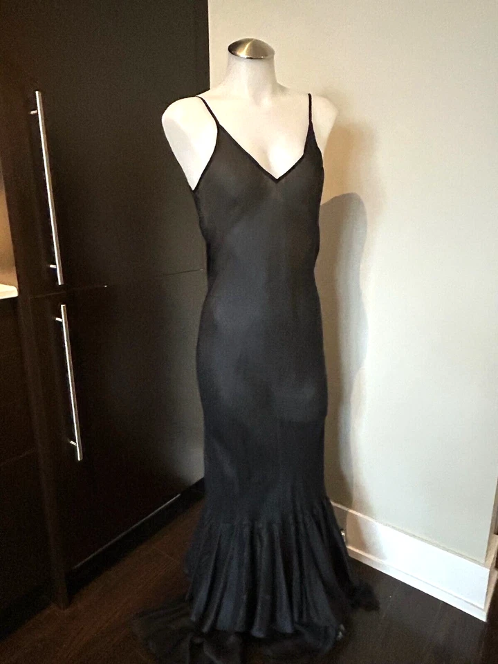 Maxi Vestido MES DEMOISELLES Negro Pétalo Seda Lavada Talla S Venta al por menor $500 Foto 1 de 4