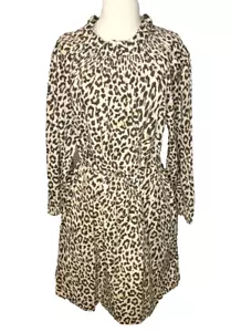 J.Crew Womens Tall Leopard Print Ruffle Neck Dress Size LT BL023 - Picture 1 of 8